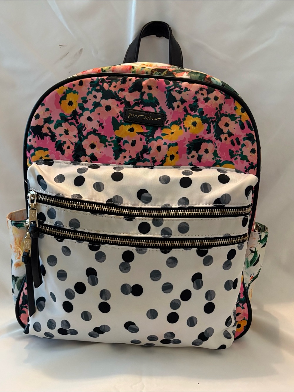 Betsey Johnson Large Nylon/ Leather Floral Backpack